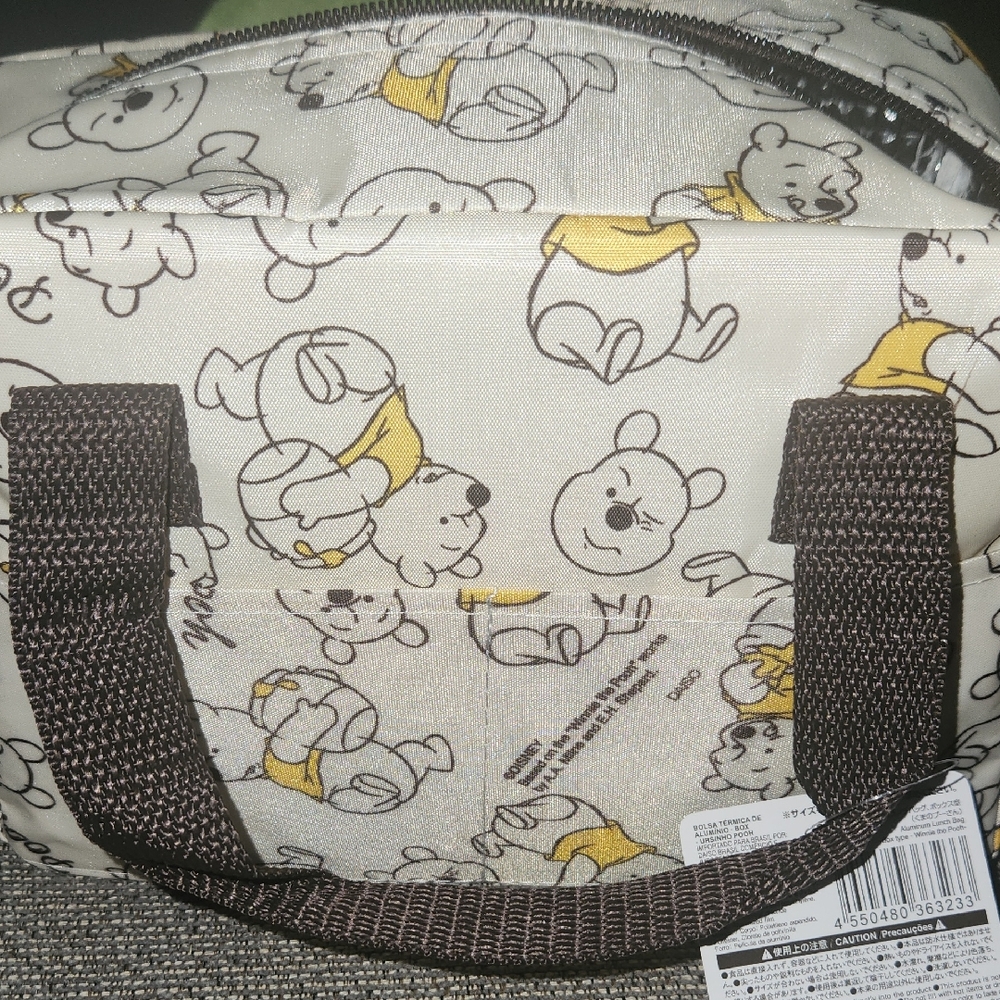 Winnie the Pooh Print Bag with Brown Handles